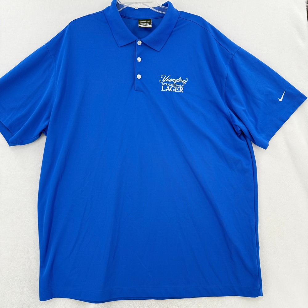 Nike Golf Polo Shirt Mens 3XL Blue White Yuengling Lager Dri-FIT 363807